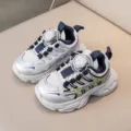 Children mesh breathable sneakers with rotary buckle, silver white running shoes for kids. - Size 25 (Internal Length 15.5) / Silver Gray