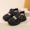Sandali estivi chiusi per bambini suola morbida antiscivolo scarpe da spiaggia nuovi - Taglia 21 Lunghezza Interna 13.5CM / Nero