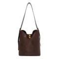 Vintage braune Wildleder Beuteltasche Damen große Kapazität Schulter Shopper Tasche - Kaffeebraun