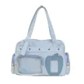 Blaue Ita-Bag große Kapazität Segeltuch Tote Bag transparente Fenster Umhängetasche - Mit Anhänger / Blau