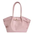 Rosa Leder Handtasche für Damen, Grosse Kapazität Schultertasche mit Metall Schnalle - Glänzend Rosa
