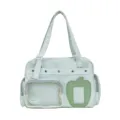 Hellgrüne Canvas Ita Tasche, Schulter-Shooter mit klarem Fenster und Apfeltasche. - Mit Anhänger / Grün