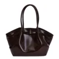 Sac cabas en cuir vernis marron pour femme, grand sac à main élégant pour le travail. - Café Brillant
