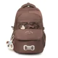 Süßer brauner Rucksack für Damen, große Kapazität Mehrschicht Schulrucksack mit süßem Plüschhund. - Kaffeebraun