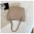 Elegante minimalistische PU-Leder-Tragetasche für Damen, große Umhängetasche für den Alltag. - Khaki