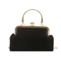 Elegante schwarze Abendtasche mit goldenem Vintage-Rahmen, Kussverschluss und schicker Kette. - 22x6x14cm / Schwarz