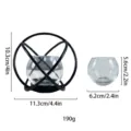 Candelabro de hierro geométrico con cuenco de vidrio, decoración del hogar minimalista moderna. - Negro + 1 Taza de Vidrio Transparente
