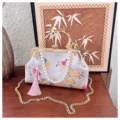 Borsa a tracolla con perle e ricamo in stile cinese per elegante festa da donna - Rosa