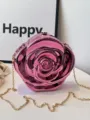 Elegante rosa Acryl Rosen Clutch Tasche mit Kette für Damen Abend Umhängetasche! - Rosa