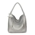 Modische silberne gewebte Handtasche große Kapazität Schultertasche Beuteltasche mit Sternen - 34x15x33cm / Silber