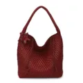 Handgefertigte gewebte Ledertasche Schultertasche Eimer Handtasche Rot Modisch Chic - 34x15x33cm / Rot