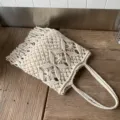 Geflochtene Makramee Tasche mit Fransen Handgemachte Schultertasche Strand Damenhandtasche - Gebrochenes Weiß