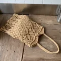 Geflochtene Makramee Damentasche, stylische Fransen Umhängetasche, große Strandtasche Shopper. - Khaki