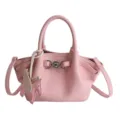 Rosa Leder Umhängetasche Handtasche mit Flügelpferd Anhänger und Metallverschluss. - Mit Anhänger / Rosa
