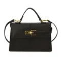 Classica borsa nera da donna con manico superiore, dettagli dorati eleganti e design strutturato. - Taglia L / Nero