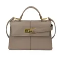 Elegante borsa a mano taupe da donna, elegante borsa a tracolla strutturata per uso quotidiano. - Taglia L / Grigio