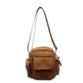 Braune lässige Umhängetasche mit vielen Taschen, stilvolle Damen Alltag Schultertasche. - Braun