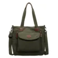 Lässige Damen Kord Shopper Umhängetasche, vielseitige grüne Pendler Handtasche mit Taschen. - Grün