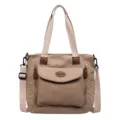 Casual khaki corduroy tote bag for women, versatile shoulder handbag with multiple pockets. - Khaki