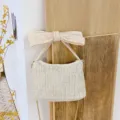 Damen Strohgewebe Umhängetasche Sommer ländlicher Stil große Schleife Handtasche Kette Tasche - Weiß
