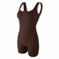 Women seamless shapewear bodysuit wide strap tummy control slimming one piece underwear - S / Set / Coffee