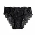 Black lace women's sexy panties, comfortable breathable low-waist briefs daily wear SKU - S / Black