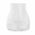 White high-waisted lace women's shaping panties, solid color seamless tummy control underwear. - S / Bottoms / White