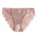 Pink lace women's sexy panties, soft and breathable everyday floral underwear 1pc. - S / Pink