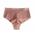 Comfortable mid-waist women's lace panties with satin waistband, seamless breathable design. - S / Bottoms / Rose Gold