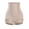High-waist shapewear briefs for women, nude seamless tummy control panties with lace trim. - S / Bottoms / Apricot