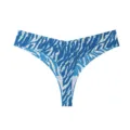 Blue abstract pattern low waist seamless thong underwear for women breathable ice silk. - S / Bottoms / Blue