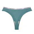 Tanga da donna senza cuciture con cinturino elastico logato, comodo intimo yoga tinta unita. - Taglia S / Pantaloni e gonne / Ciano