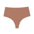 Women's seamless thong panties, solid color mid-rise underwear, nude brown variant. - S / Bottoms / Coffee