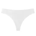 Solid ribbed thong for women, comfortable breathable seamless cotton crotch underwear white - S / Bottoms / White