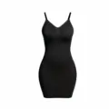 Black seamless body shaper dress for women, backless slimming slip for waist control and tummy. - S / Dresses / Black