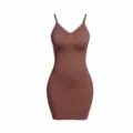 Seamless shapewear slip dress v-neck slimming body shaper tummy control camisole - S / Dresses / Coffee