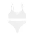 White seamless lingerie set with cross strap bra and thong for women, fitness active wear. - S / Top And Bottom / White