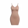 Seamless shapewear body shaper dress, camisole slimming dress with tummy control design. - S / Dresses / Khaki