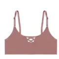 Pink seamless sports bra with adjustable thin straps and chic front crisscross cutout design. - S / Tops / Coffee