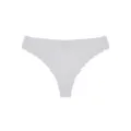 Women seamless ice silk thong low waist panties with scalloped edge and crisscross back. - S / Bottoms / White