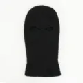 Passamontagna nero in maglia a due fori maschera sci invernale berretto bici dettaglio. - Circonferenza della Testa 56-60cm / Nero