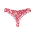 Women's seamless ice silk low-waist thong breathable quick-drying pink zebra print panty - S / Bottoms / Rose Red