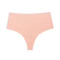 Women's seamless mid-waist thong solid color breathable comfortable fitness underwear - Nude