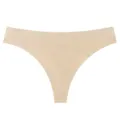 Women solid color ribbed thong underwear, comfortable breathable seamless briefs in beige. - S / Bottoms / Nude
