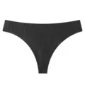 Women's seamless ribbed thong underwear solid color breathable intimate apparel comfortable daily wear - S / Bottoms / Black