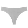 Women grey ribbed thong seamless breathable comfortable underwear solid color panties - Gray