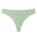 Women light green ribbed thong seamless breathable comfortable solid color underwear panty - Light Green