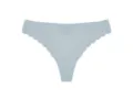 Women low waist seamless ice silk thong with scalloped edge and cross back detail. - S / Bottoms / Light Blue