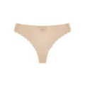 Women seamless ice silk thong low waist cutout scalloped panties nude color underwear - S / Bottoms / Apricot