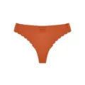 Women Low Waist Seamless Thong Ice Silk Panties Scalloped Crossover Cutout Orange - S / Bottoms / Caramel color
